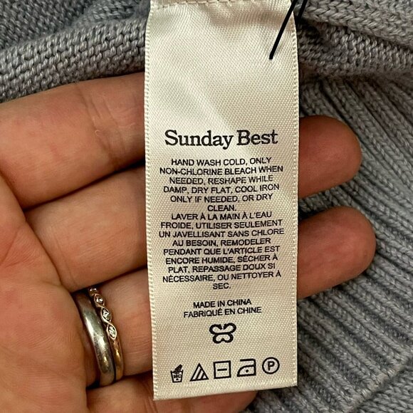 Sunday Best XX2 Organic Cotton Cashmere Blend Mock Neck Boxy Cropped Sweater - Picture 9 of 13